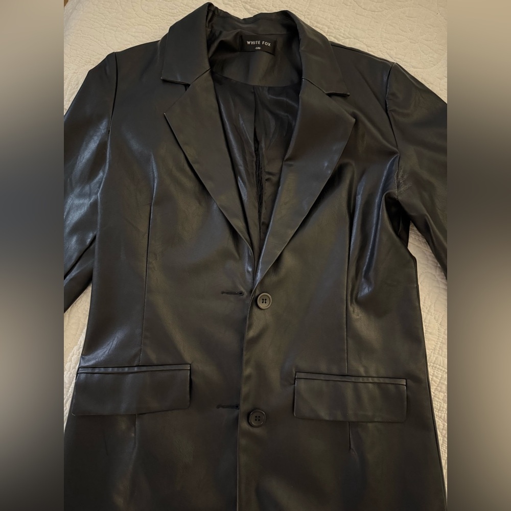 Black Faux Leather Blazer